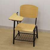 Sturdy Student Desk Chair with Writing Tablet & Storage