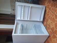 A white Ramtons mini fridge
