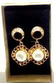 Womens Round Gold Tone Earrings