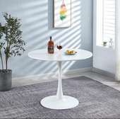 White Wooden Top Round Table with Metallic Base & Stand