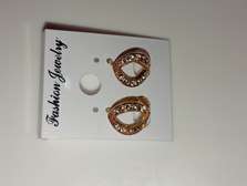 Fashion Jewelry Gold Rhinestone Twisted Hoop Earrings