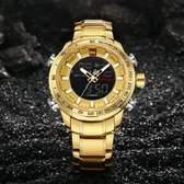 NAVIFORCE Luxury Brand Gold Quartz Led Clock Men