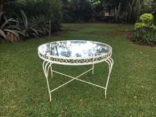 Glass Table Round Antique Wrought Iron Garden French Style