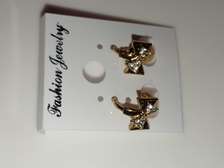Gold Bow Earrings with Sparkling Crystals
