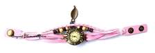 Womens Pink Leather watch with poncho combo