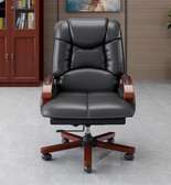 Office chair: Black leather directors executive chair