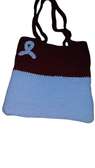 Handmade Burgundy and White Crocheted Tote Bag