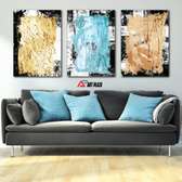 Gold & Blue Abstract Canvas Art