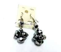 Womens Grey Crystal Earrings with box