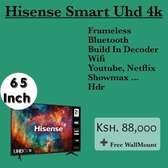 65 inch Hisense smart UHD 4K Frameless +Free wall mount