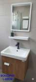 Compact Vanity Set 43cm Wood Finish White Basin