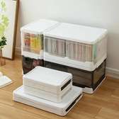 Foldable clear storage box  with lid home organizer