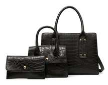 3 in 1 quality ladies handbags (black)
