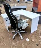 Home office desk table plus office leather chair