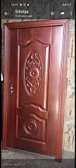 Metal Security Door Brown Embossed Durable Design