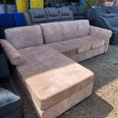 5 seater modern L shaped biege sofa