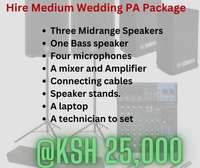 Hire PA package for medium size wedding event