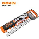wokin 12pcs 3/8 inch ratchet handle with sockets set