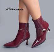 Victoria Shoes Burgundy Ankle Boots Kitten Heel