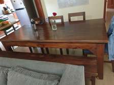 Mahogany Hardwood Dining table with a bench and 5 chairs
