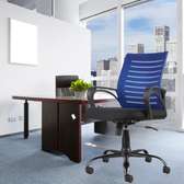 Office Chair: Blue Executive Office Chair, Mesh Back Support