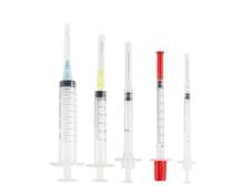 Disposable Syringes with and without needles.