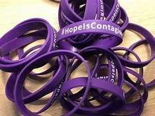Branded purple wristbands for events
