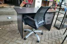 Gray office table plus chair