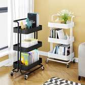 movable trolley storage rack(plastic with metallic stands)