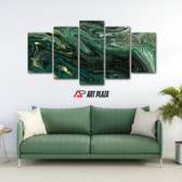 Green abstract 5 piece wall hanging