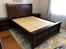 Super solid hardwood mahogany beds with cabinets