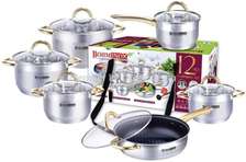 12pcs Bominox Stainless Steel Cookware With Glass Lids