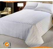 White striped cotton bedsheets