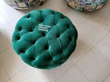 Trendy green round chesterfield sofa set