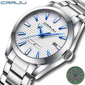CRJJU 5006 Watches Men Simple Stainless Steel Quartz Silver