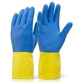 Bi-color rubber latex gloves