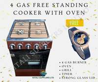 4 gas free standing  cooker with oven