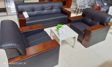 Office Sofa; 5 Seater Leather Puffy Office Sofa