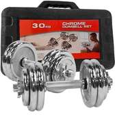 Chrome Dumbbell Set 30kg Adjustable Silver