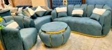 6 seater golden lining curved sofa plus ottoman