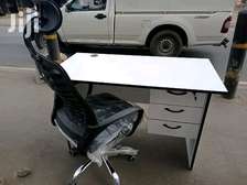 White office desk plus office desk chair