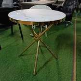 Round Metal-Marble Top Side Coffee Table