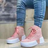 Ladies Fashion Classic White Canvas Pink Sneakers