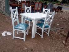 White 4 Seater Dining Table Sets (Mahogany)