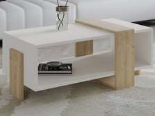 Modern Two-Tone Coffee Table Black Oak Wood