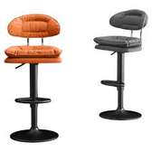 Adjustable Armless Orange Synthetic Leather Swivel Bar Stool