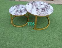 Nesting Tables set  Marble Top with Gold Frame
