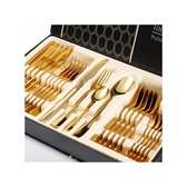 24pc Deluxe Gold Stainless Steel Cutlery Utensil Set + Box