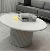 Modern White Side Tables Set of 2 with Ribbed Bases