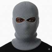 GREY Warm Knitted Balaclava Face Ski Mask Winter 2 Holes